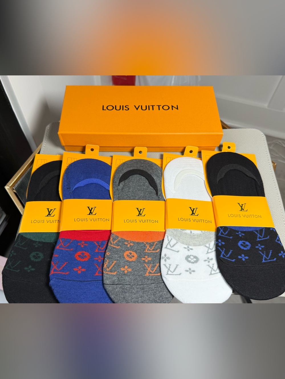 Louis Vuitton Low-Cut Men's Socks in Blue, Gray, White, Black